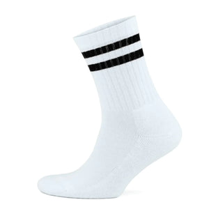 Traditional white tennis sock with black stripes