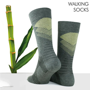 Grey and yellow bamboo crew socks