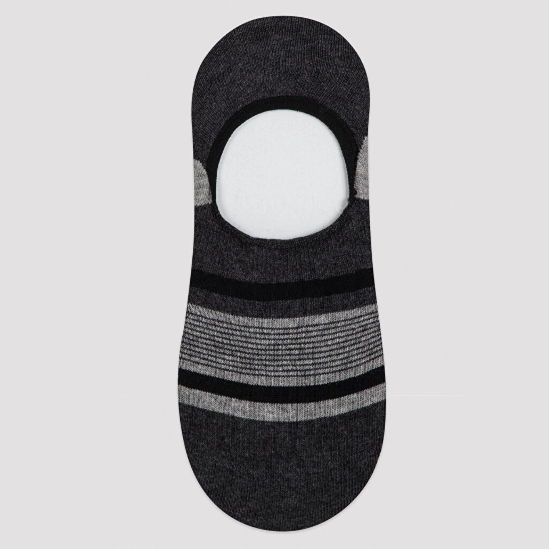 Grey striped no-show sock