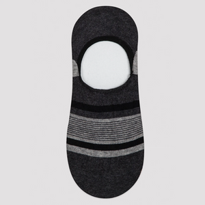 Grey striped no-show sock