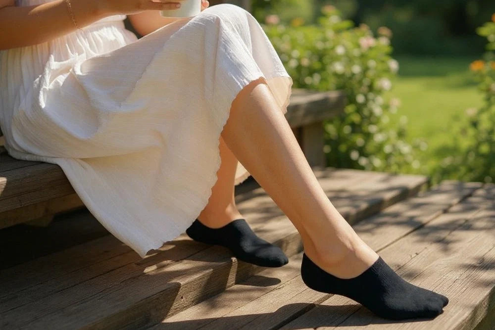 A woman wearing Australian seamless no-show socks