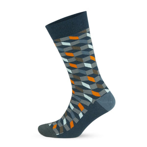 image of grey diamond patterned socks