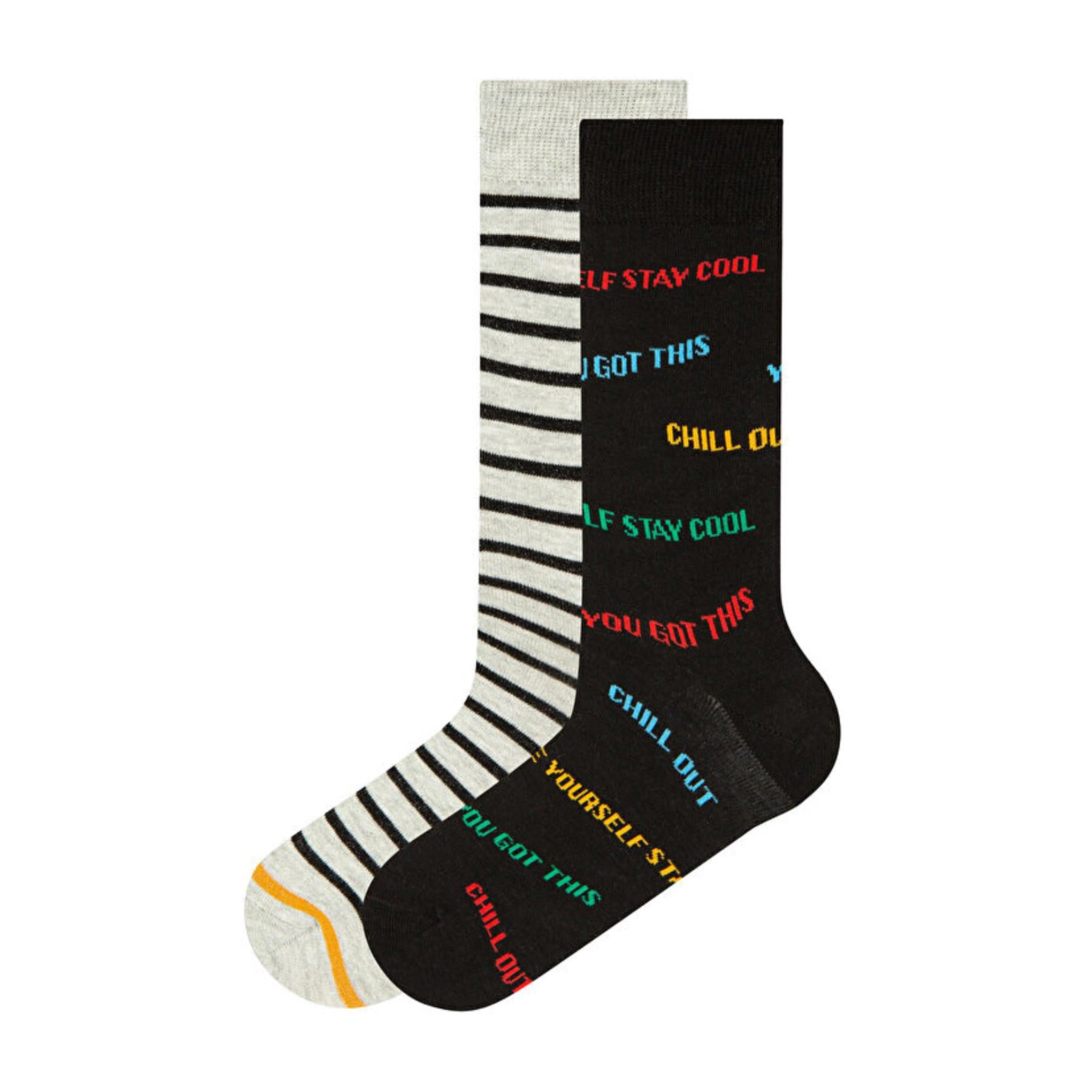 Cotton Socks with Contrasting Striped Colour Accents