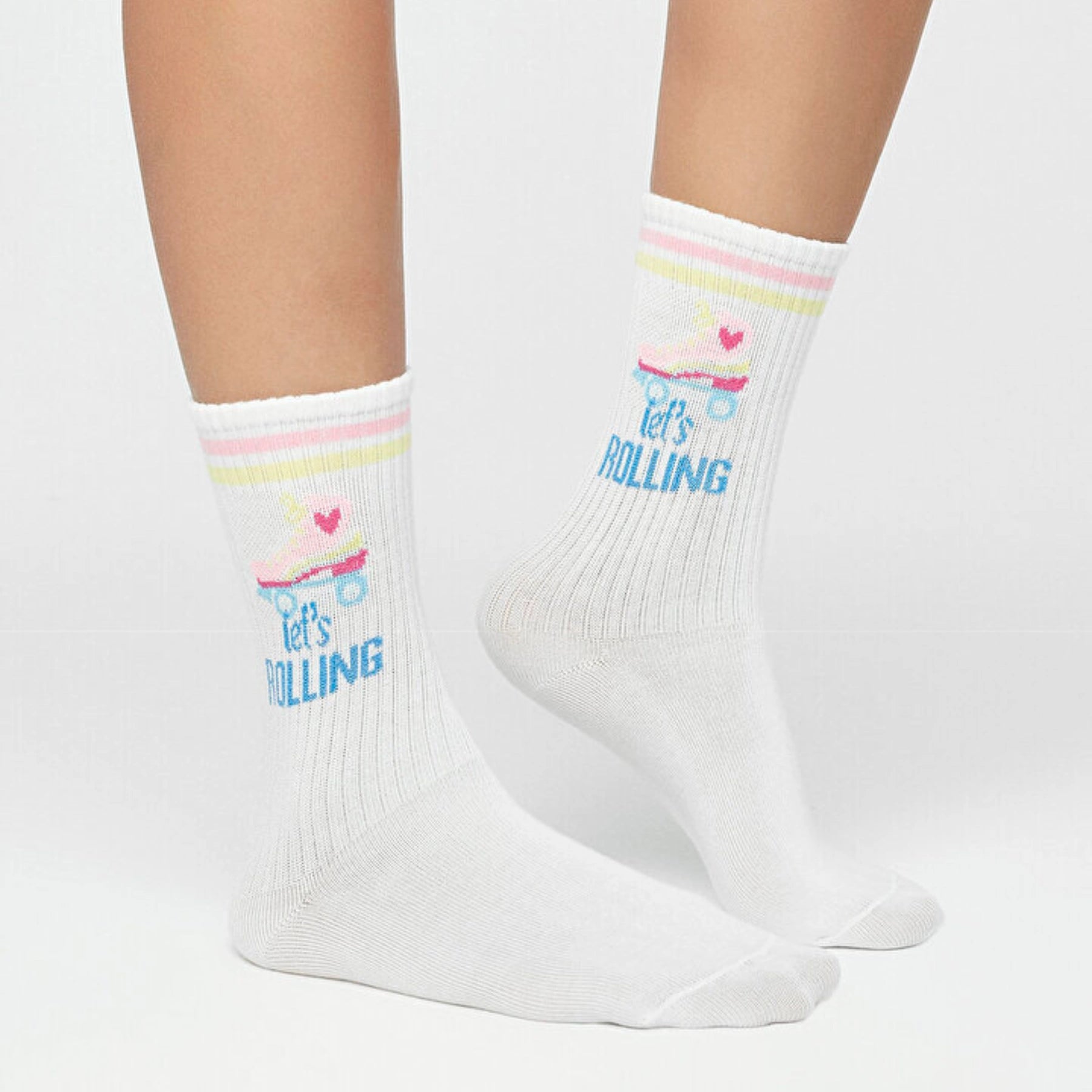 White roller-skate themed socks