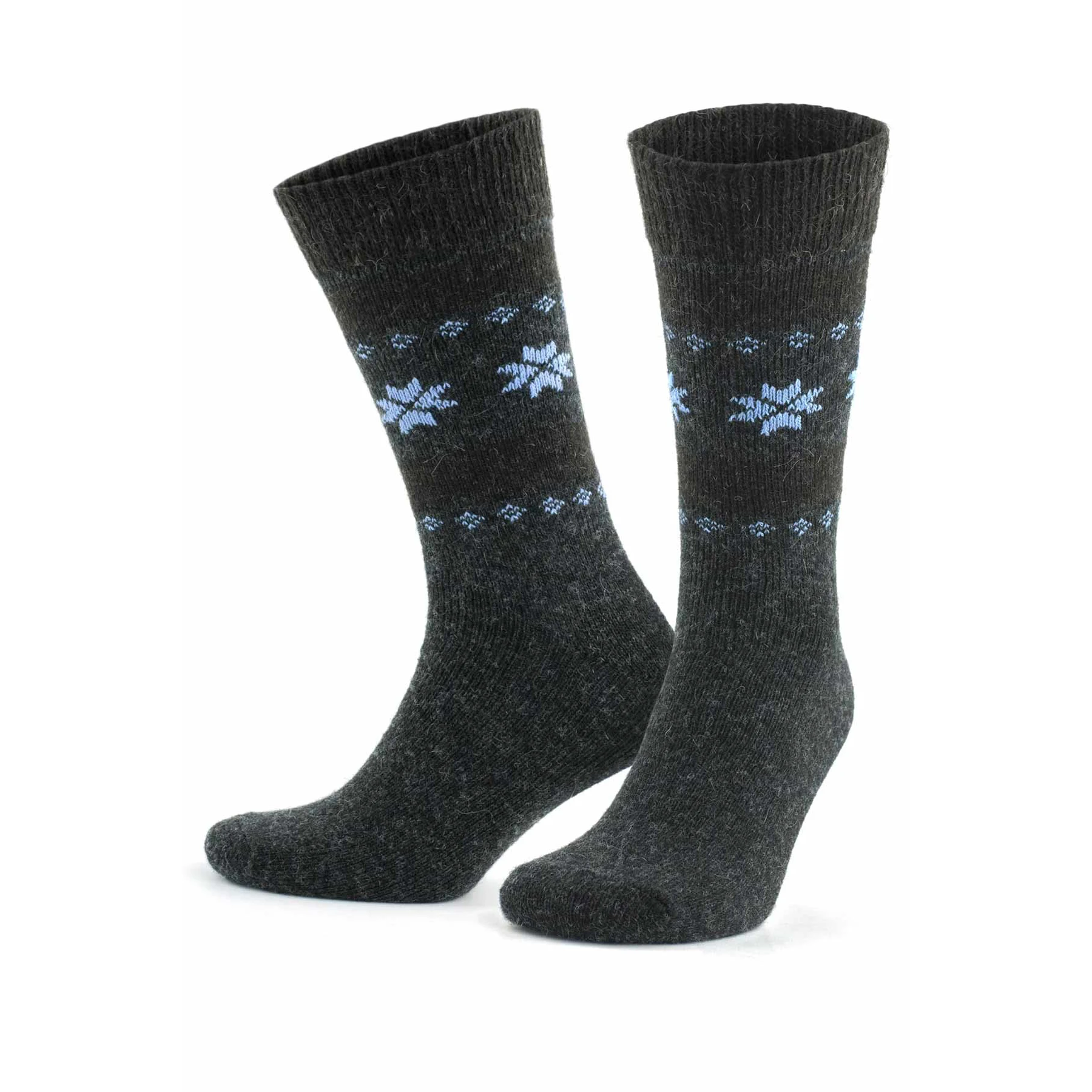 Charcoal, Nordic patterned alpaca and merino wool socks