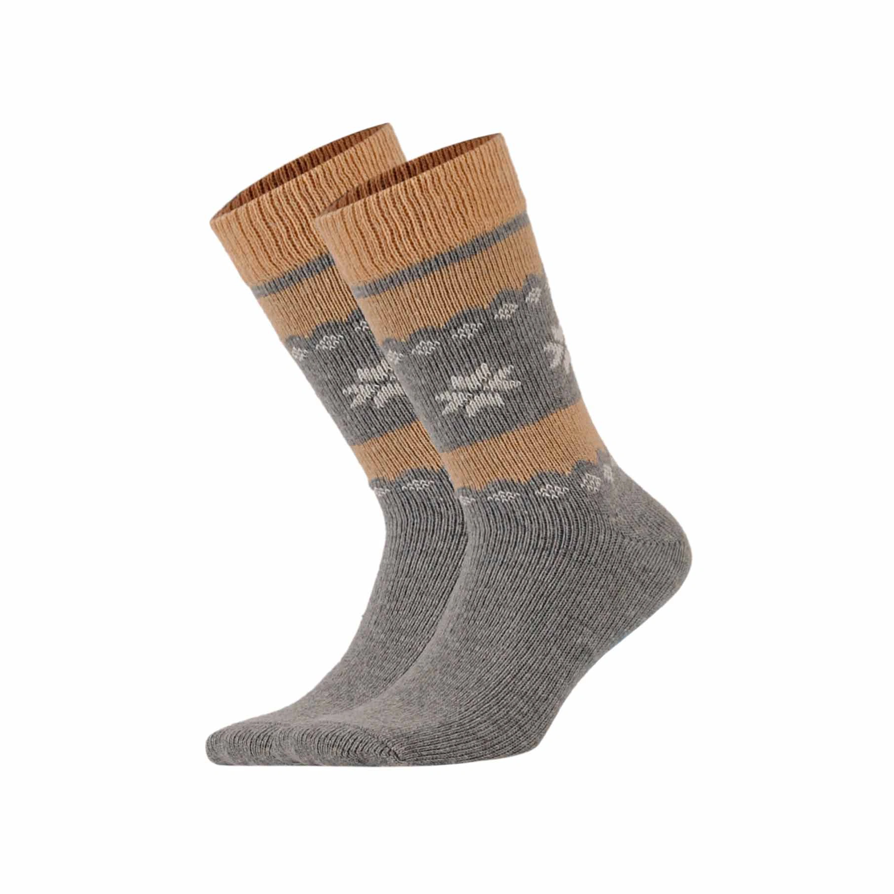 Grey, Nordic patterned alpaca and merino wool socks