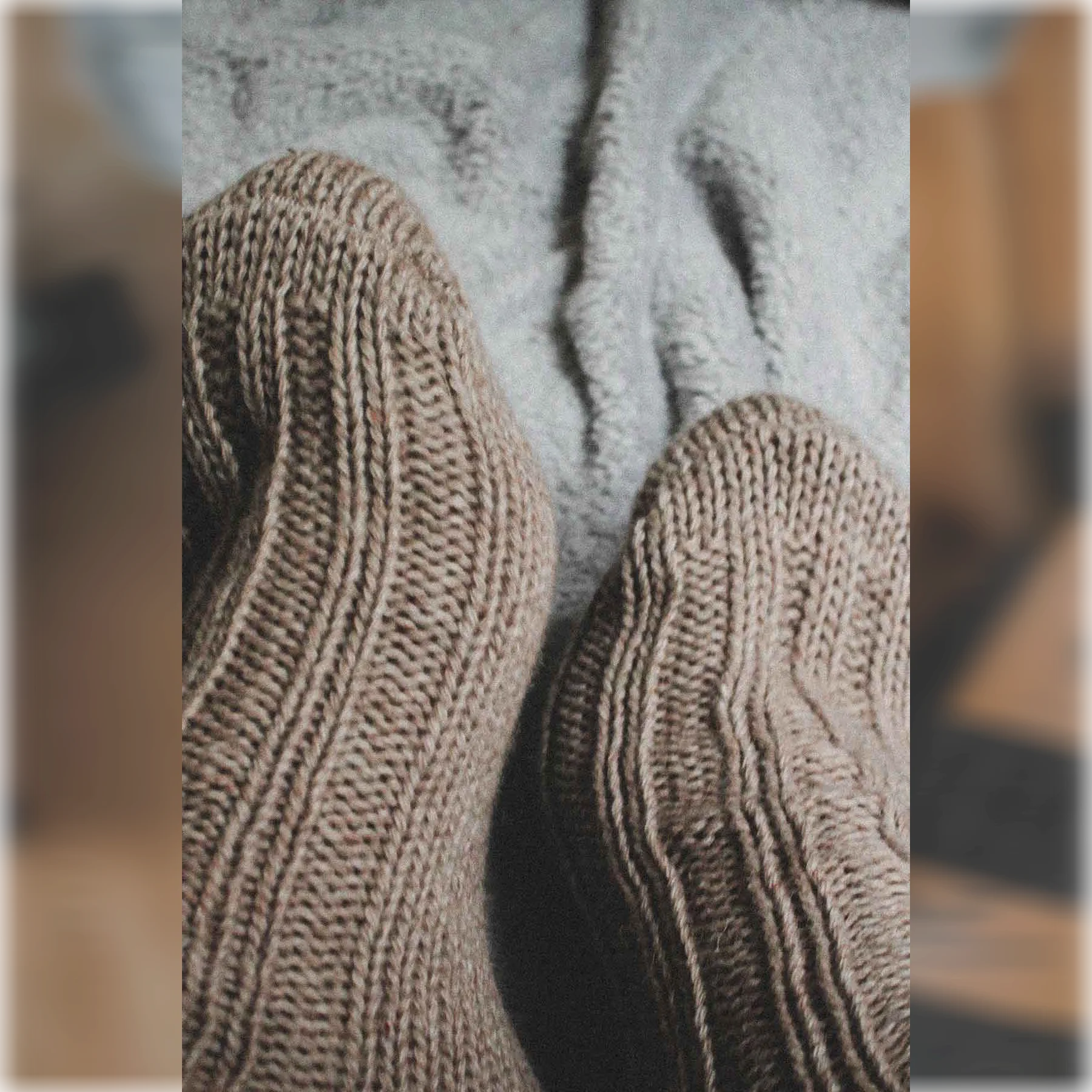 Plain beige Alpaca and merino wool socks