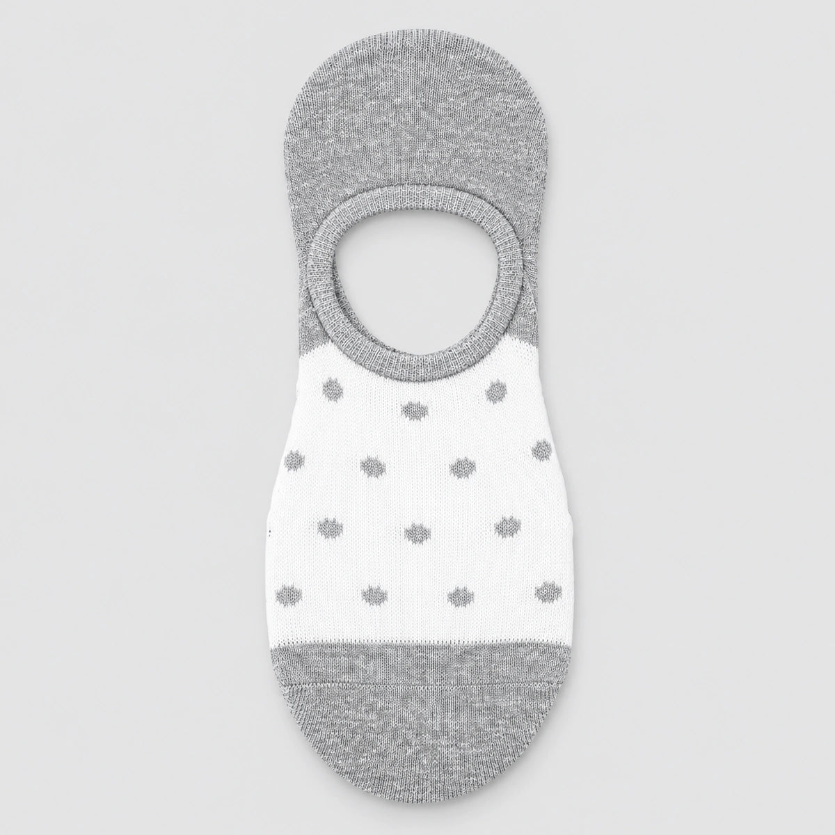 image of sheer grey no-show socks with grey dots