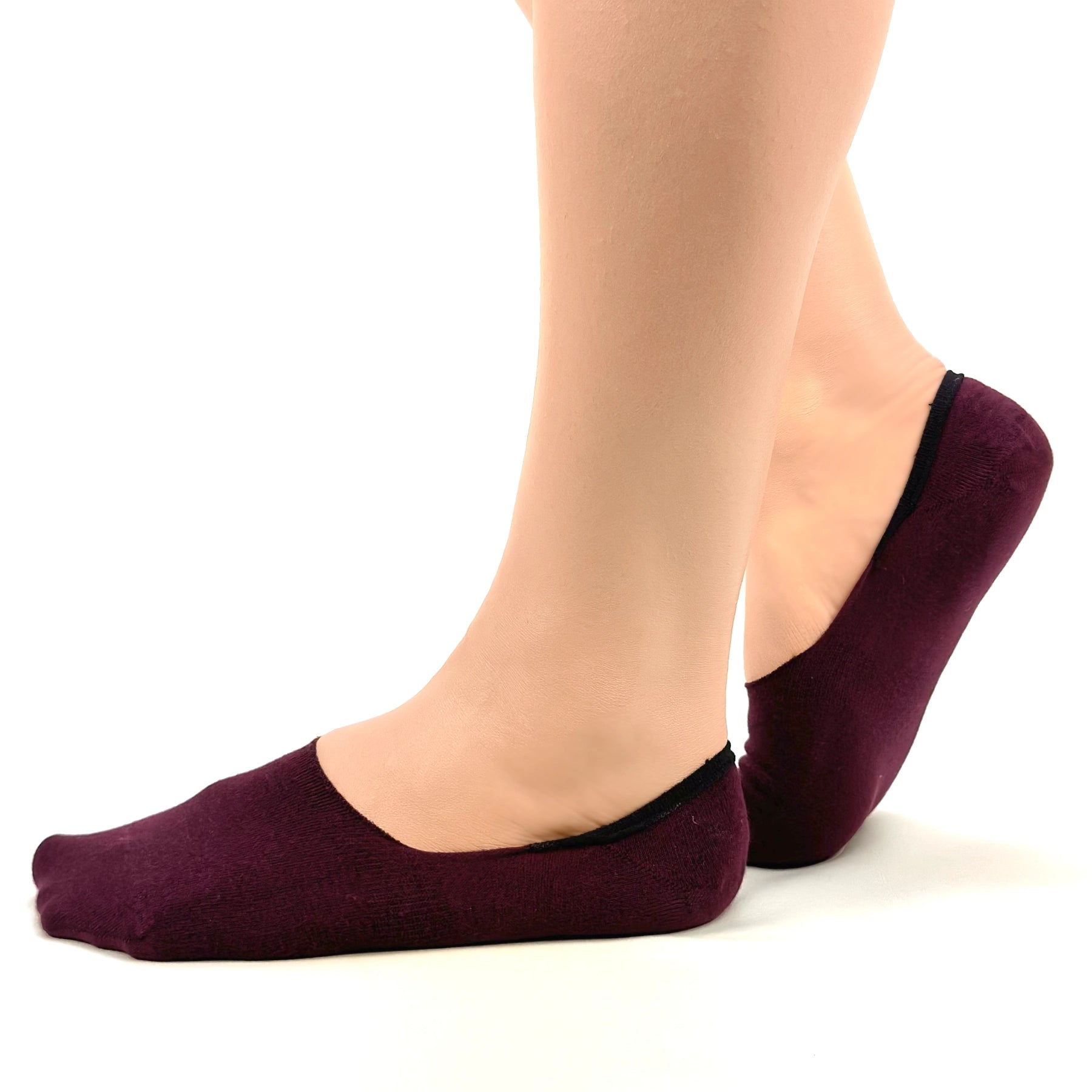 Burgundy bamboo no-show socks