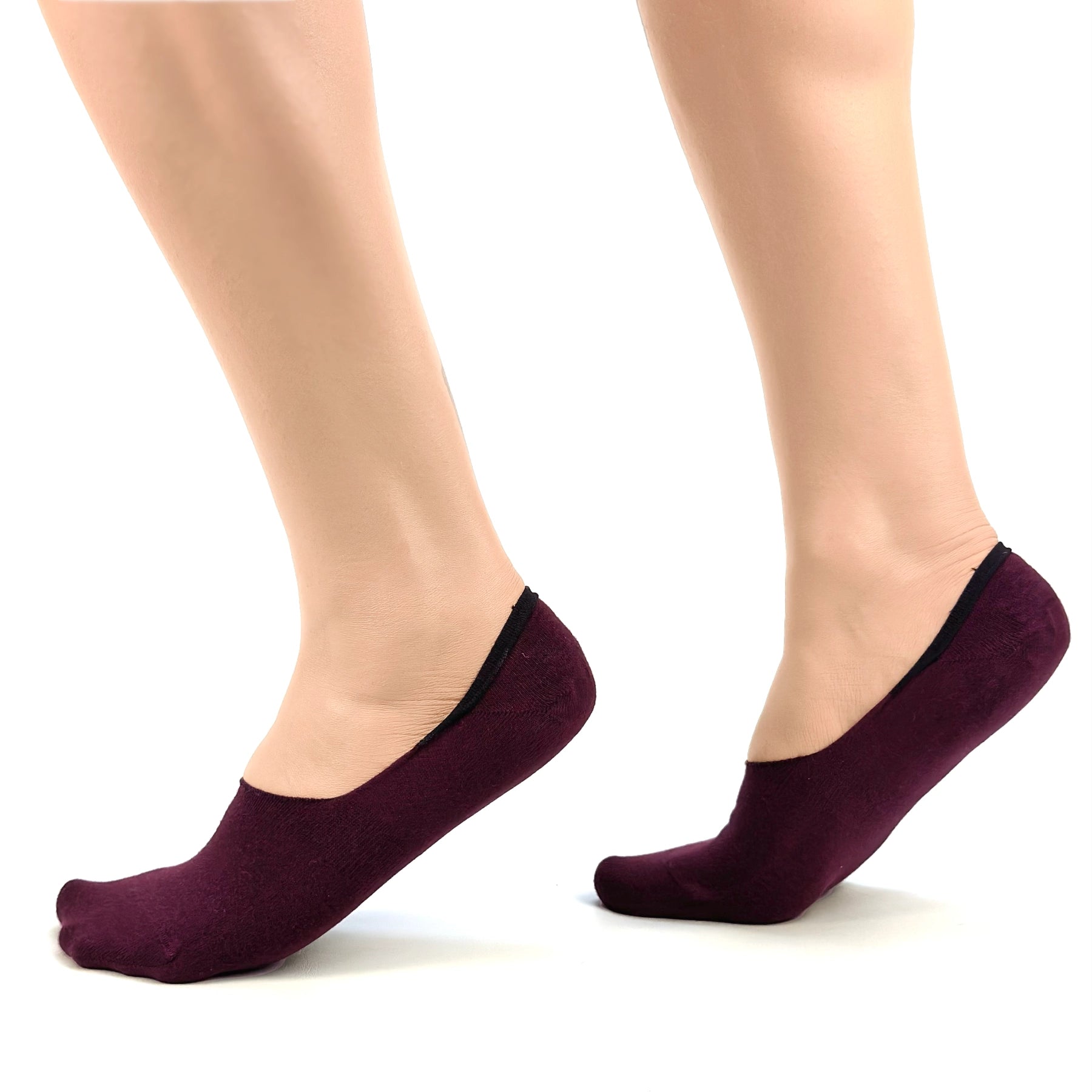 Burgundy bamboo no-show socks