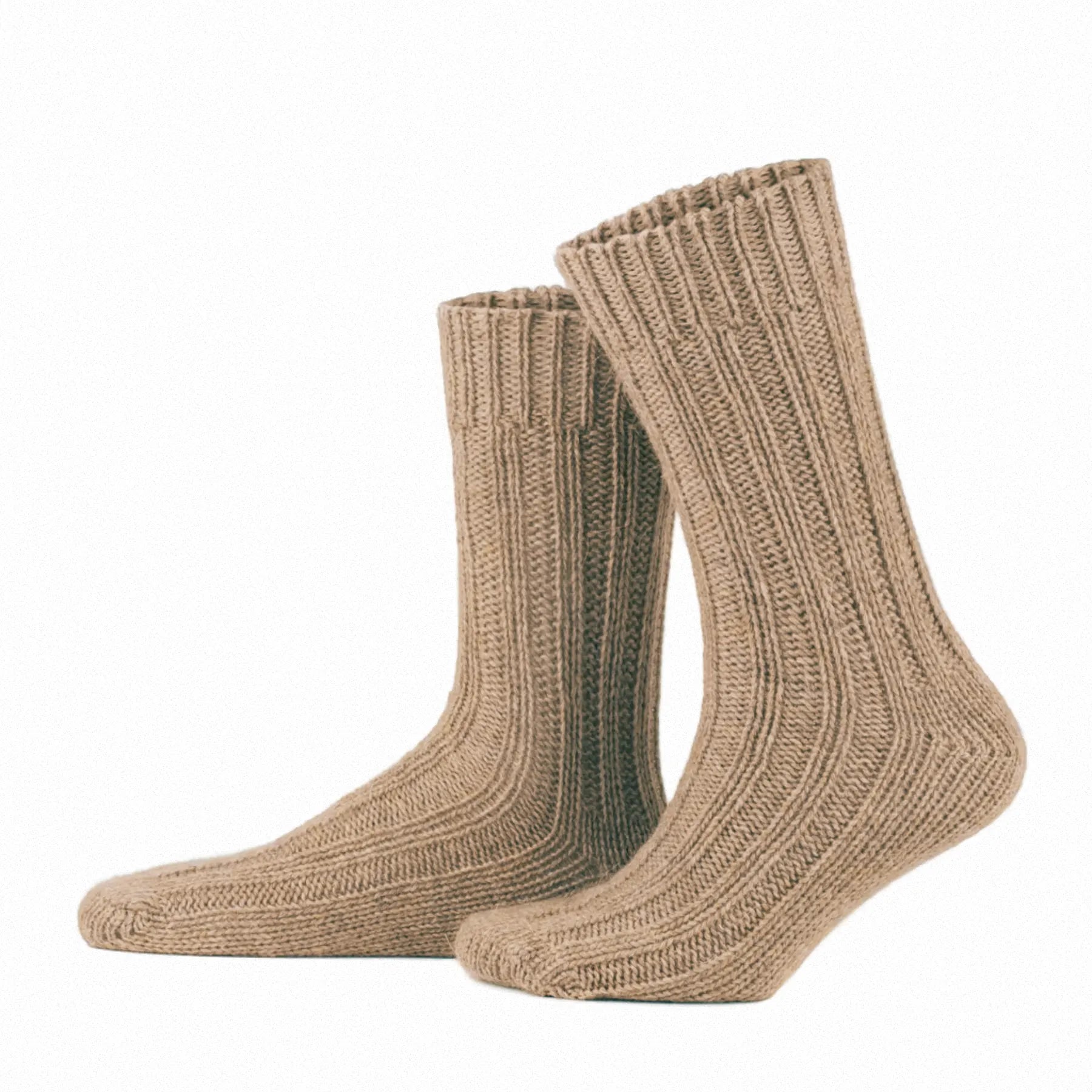 Plain, beige, alpaca and merino wool socks