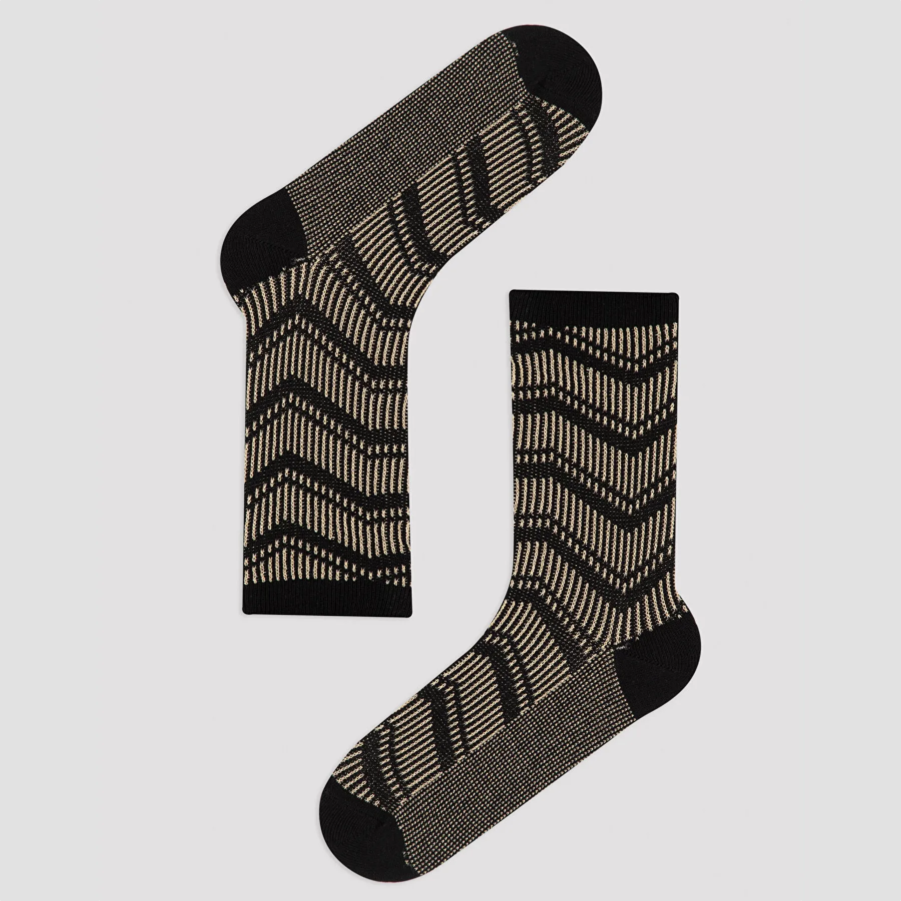 image of black and grey zigzag socks