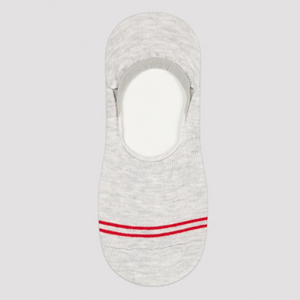 Light grey liner socks with fine red stripe