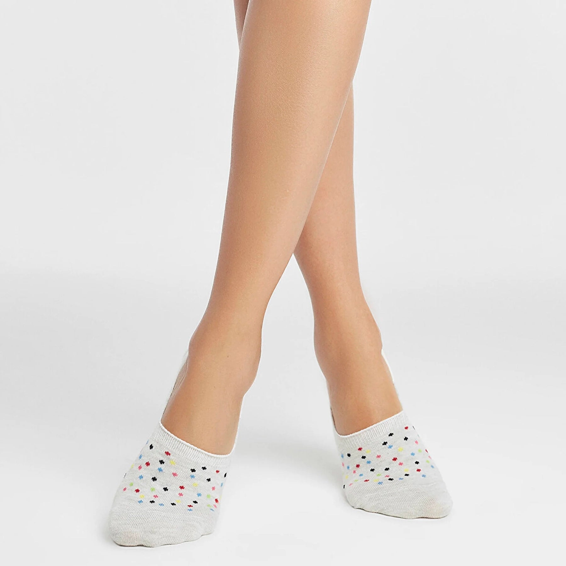 Light grey liner socks with confetti pattern