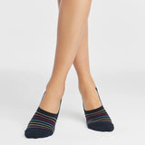 Navy with multicoloured stripes liner socks