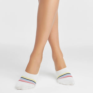 White with multicoloured stripes liner socks