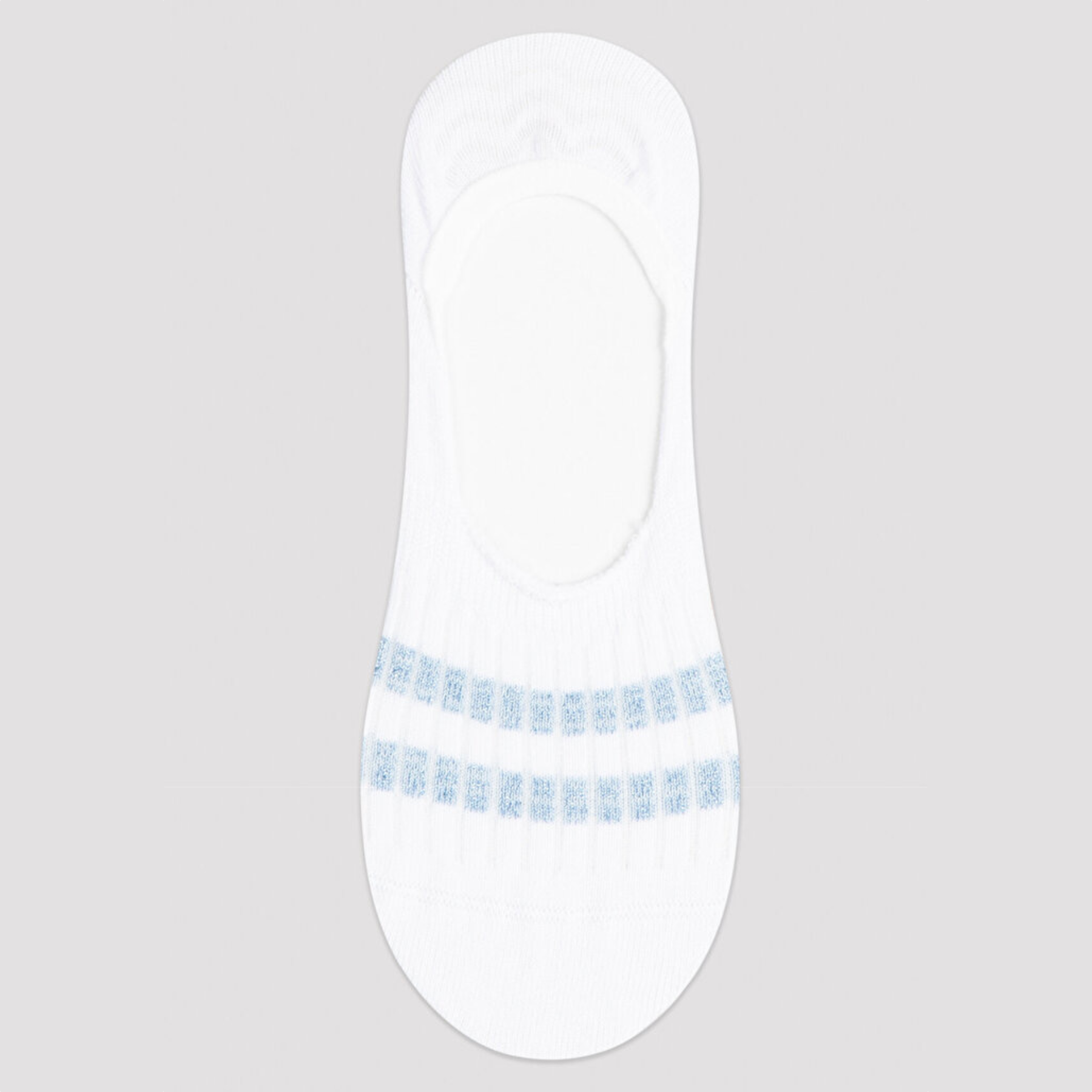 White no-show socks with blue sparkly stripes