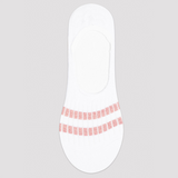 White no-show socks with pink sparkly stripes