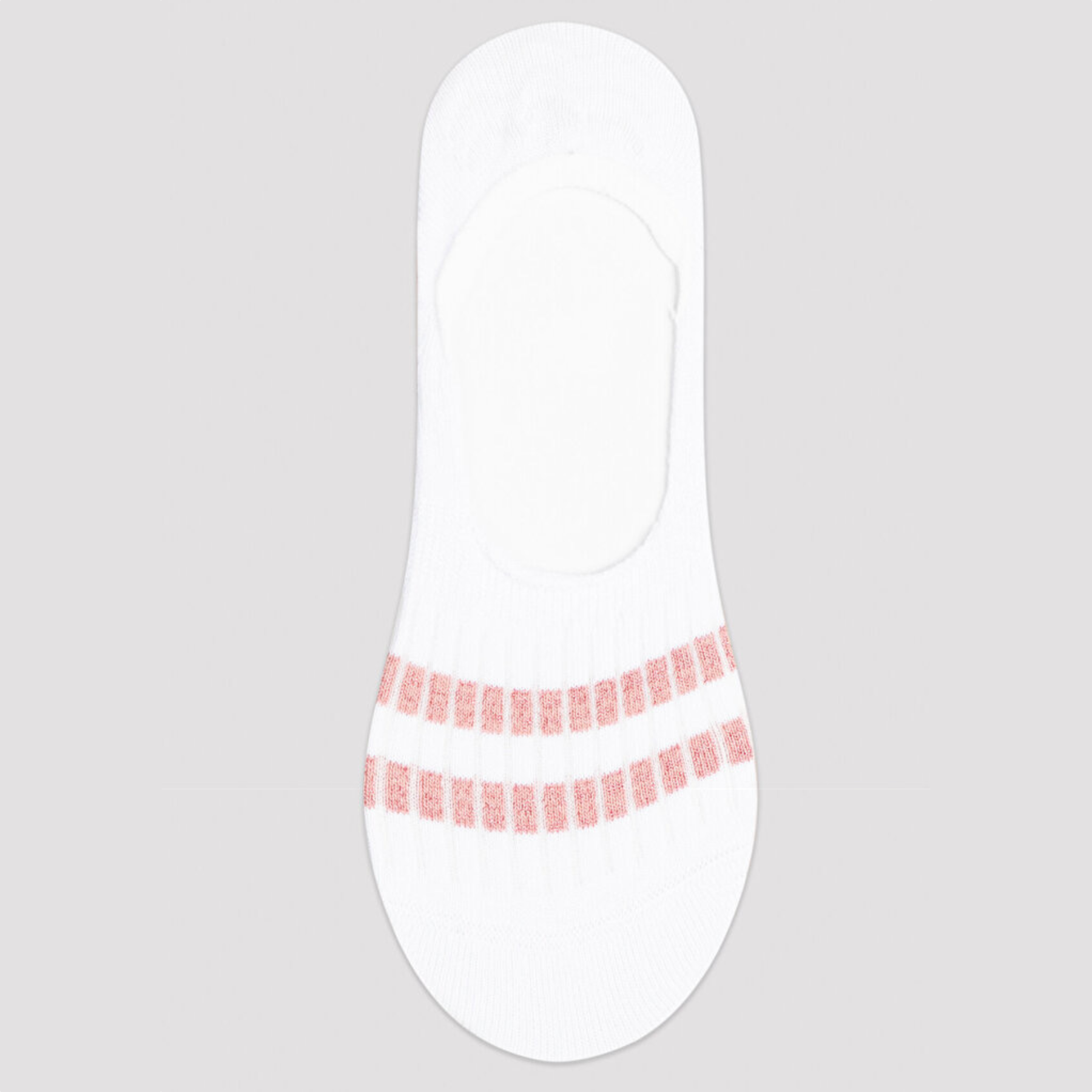 White no-show socks with pink sparkly stripes