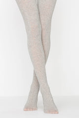 image of woman wearing grey thick tricot pantyhose