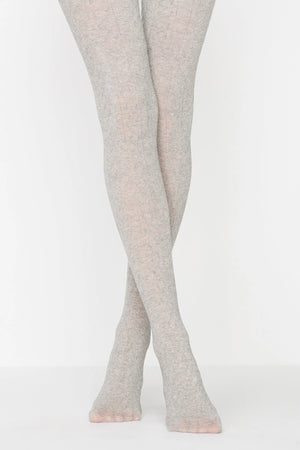 image of woman wearing grey thick tricot pantyhose