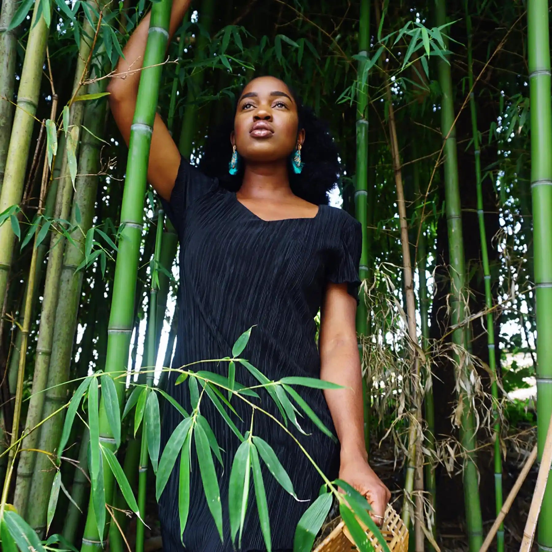 woman in a bamboo forrest