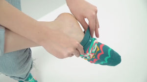 video of multi coloured wise owl ankle socks