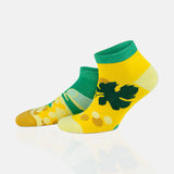 Yellow and green ankle socks with spring leaves