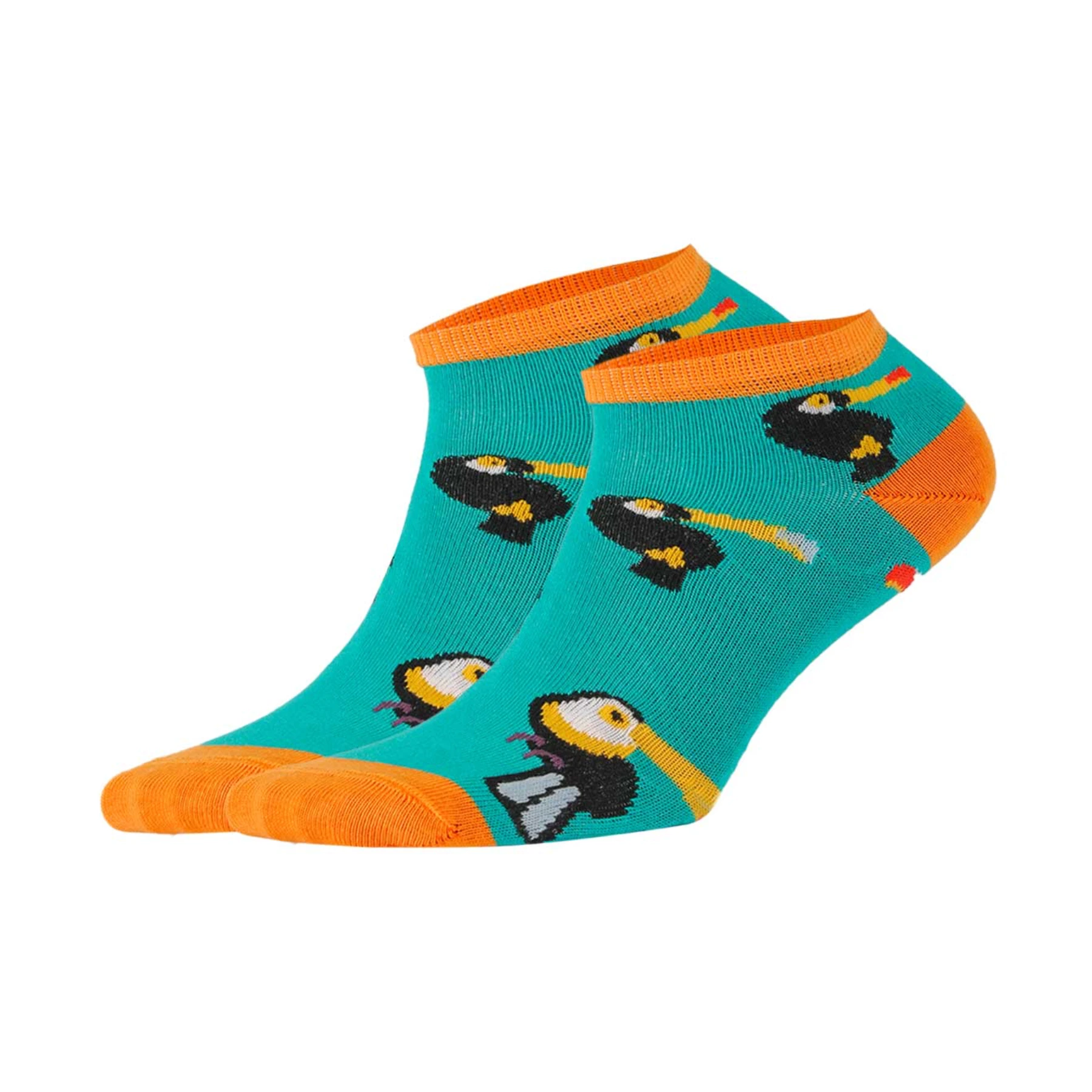 photo of turquoise toucan-themed ankle socks