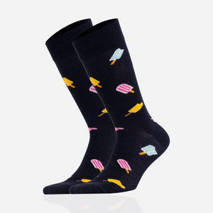 image of navy crew socks with icecream pictures