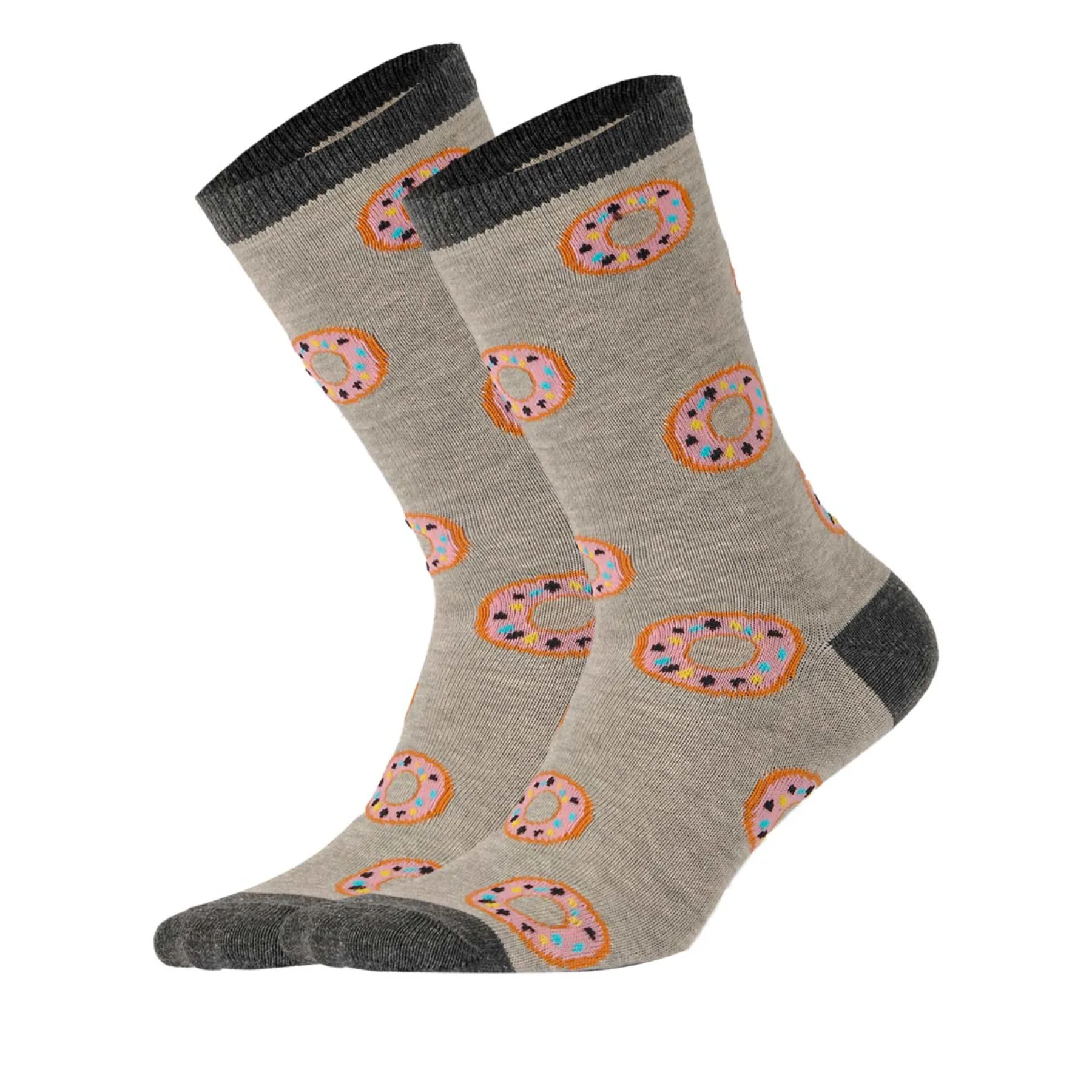 image of light grey doughnut themed crew socks