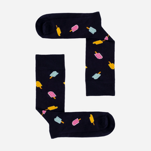 image of navy crew socks with icecream pictures