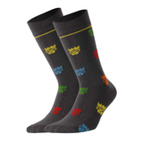 photo of dark coloured crew socks with king-skull images