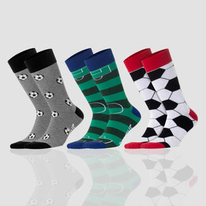photo of 3 pair of assorted soccer-themed crew socks