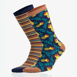 Mismatched crew socks pineapple themed