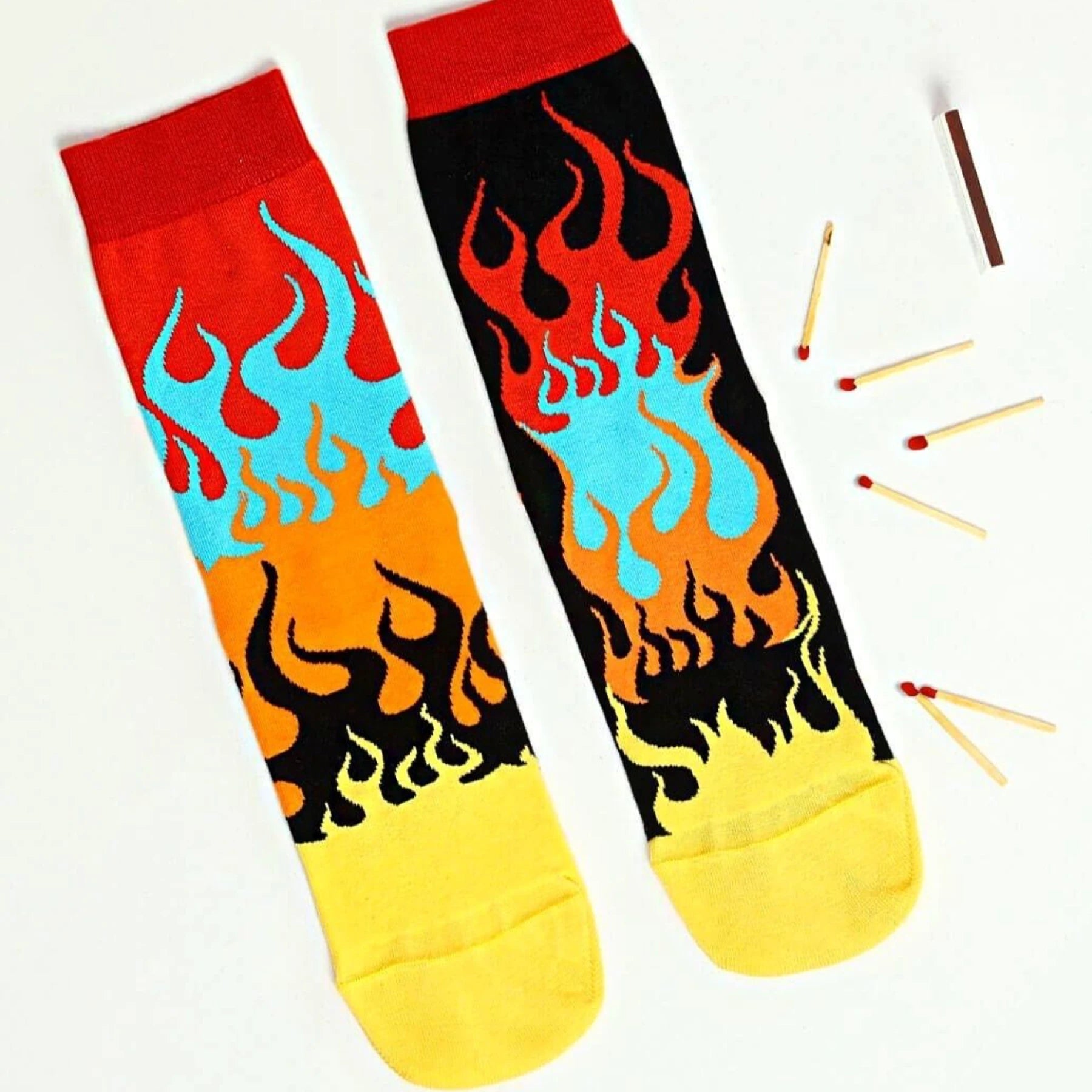 image of fire themed socks