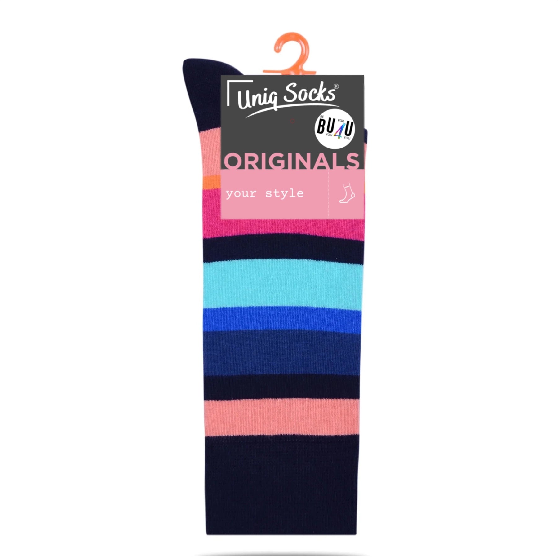 photo of multicoloured striped crew socks